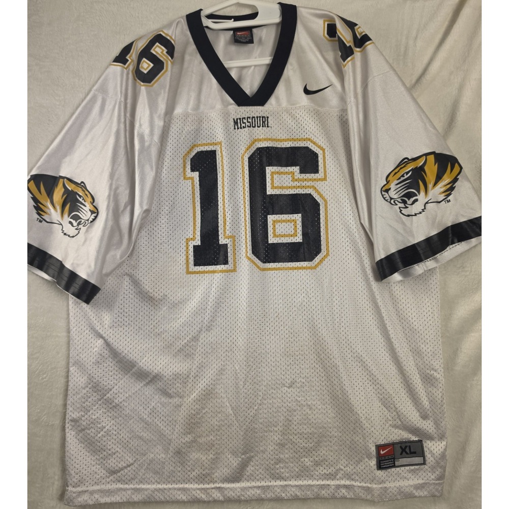 Y2K Nike Team Missouri Tigers #16 Football Jersey Men's XL White Mizzou NCAA